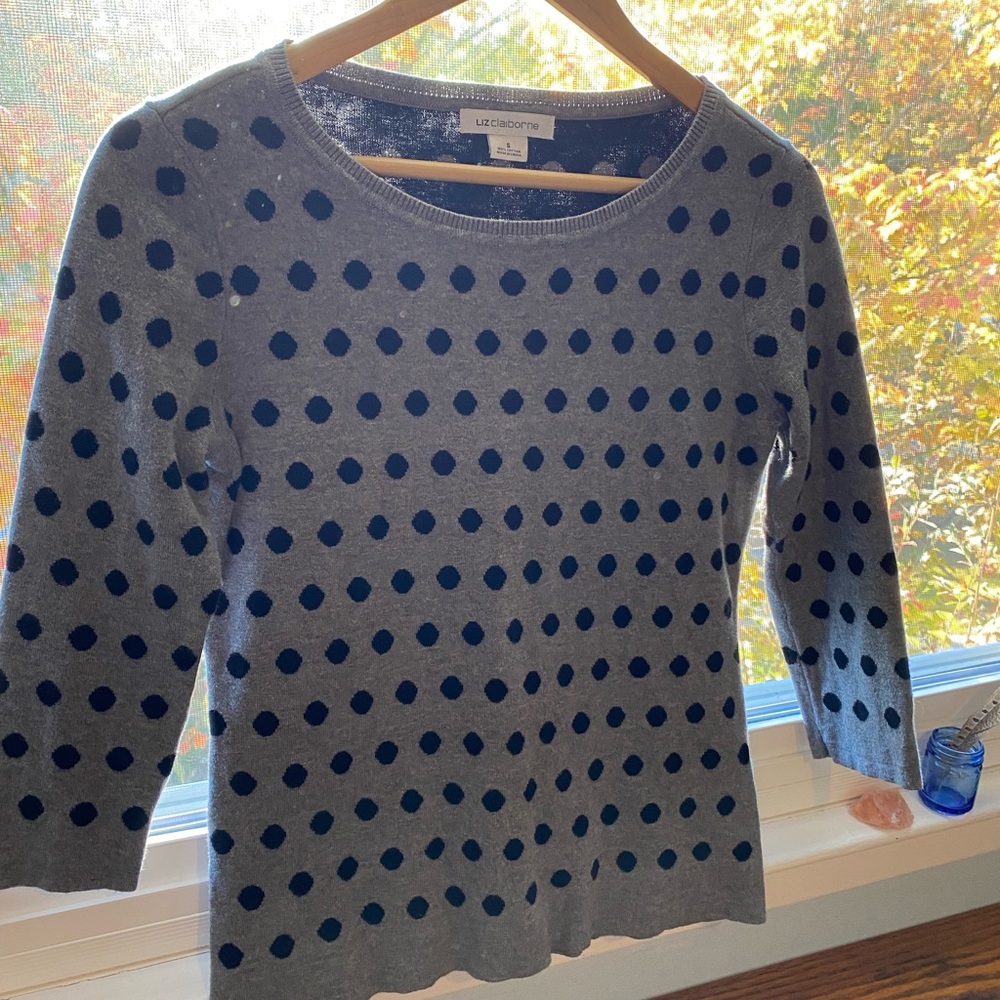 Vintage Vibes Polka Dot Preppy Academia Sweater Size S